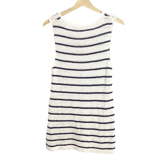 A Father’s Love White With Blue Stripes Sleeveless Knit Tunic Top, Size Large - Picture 2 of 7